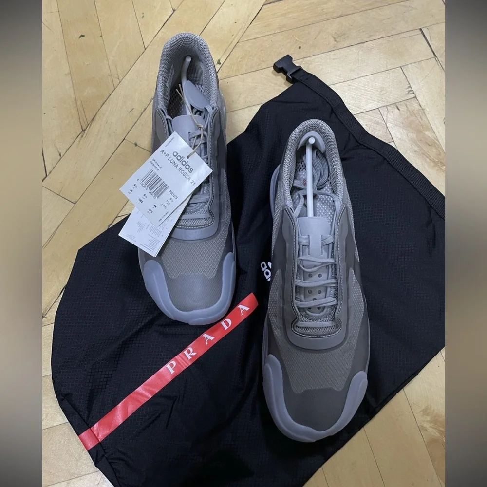 NWT A+P Luna Rossa 21 Adidas x Prada Sneakers in Gunmetal Grey, Size US 5 - Picture 3 of 14